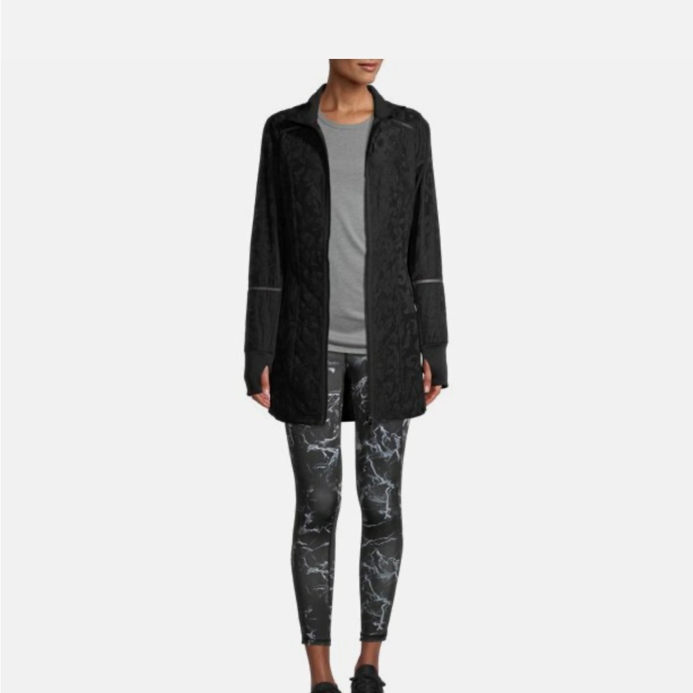 New Avia Women’s active Mixed Media Black Long Lightweight Black Anorak Jacket